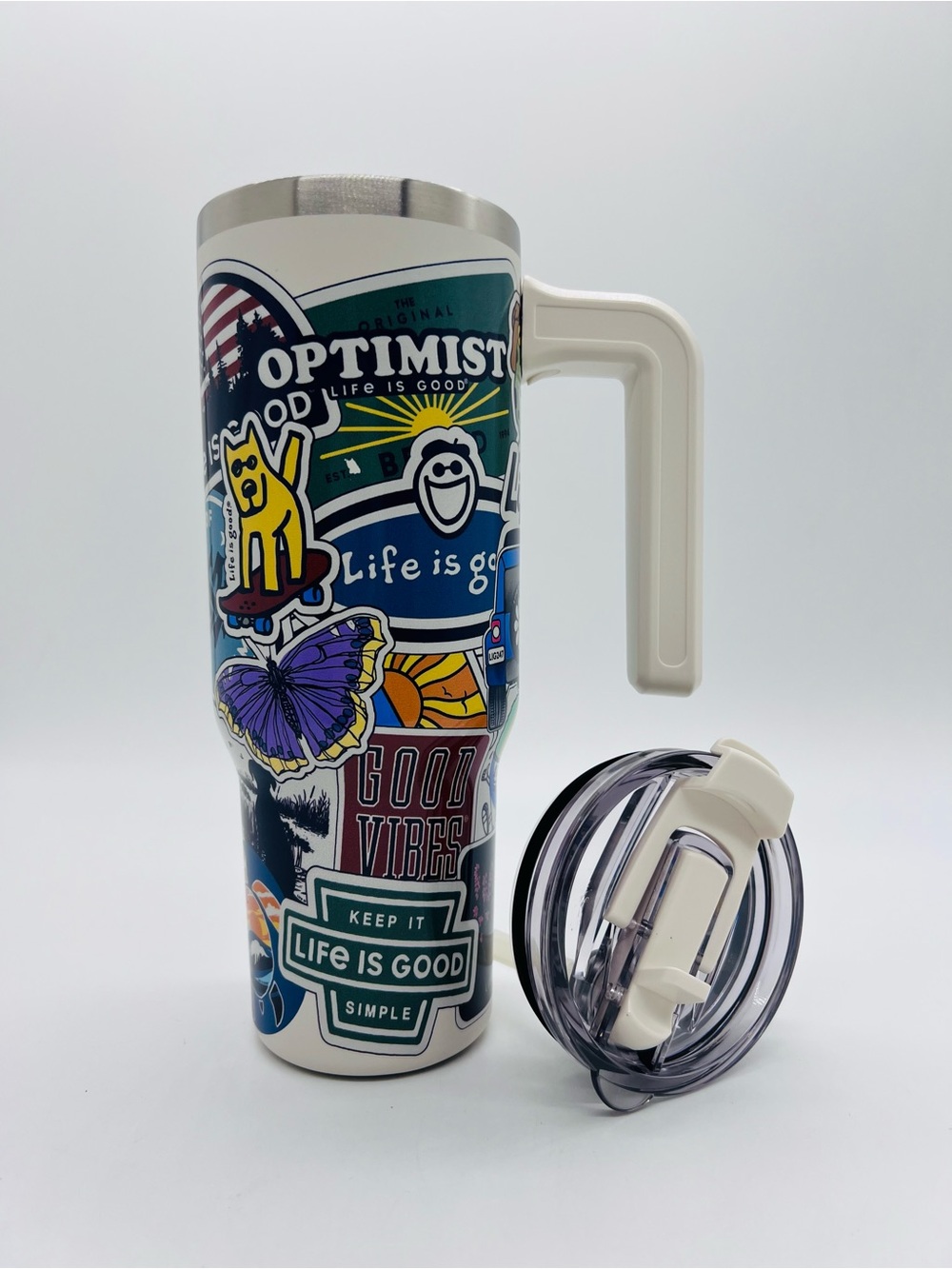 Life Is Good Voyager 32 Ounces Stainless Steel Sticker Collection Theme Tumbler